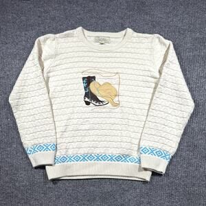 Vintage Cabelas Sweater Mens Small‎ Cream 90s Pullover Granpa Western Embroidery